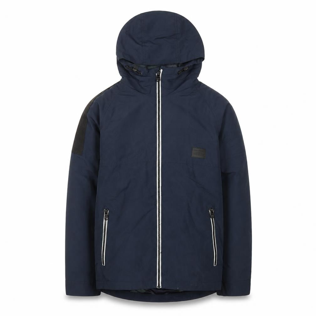 Front view of Next boys’ blue puffer jacket 12 years with hood