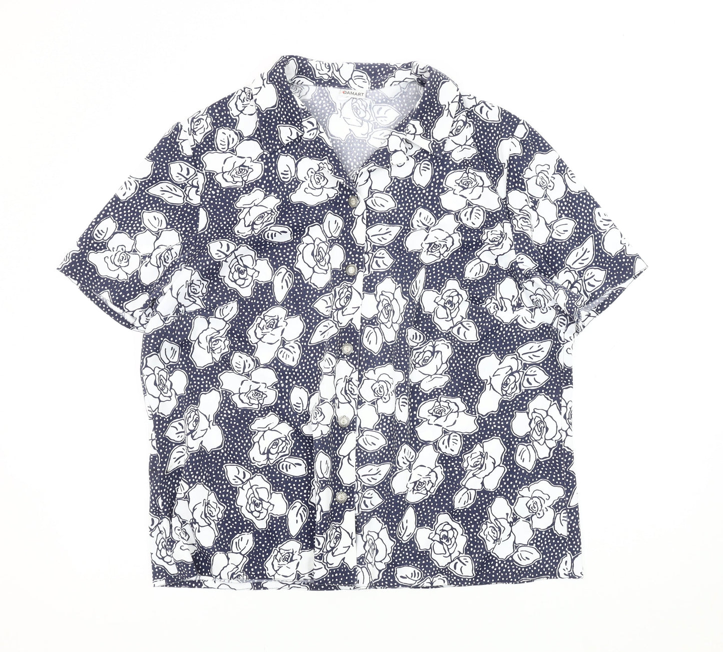 Damart Women's Blue Floral Button-Up Shirt Size 20