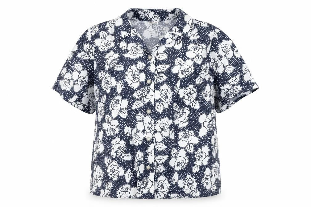 Damart Women's Blue Floral Button-Up Shirt Size 20