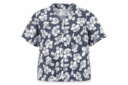 Damart Women's Blue Floral Button-Up Shirt Size 20