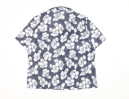 Damart Women's Blue Floral Button-Up Shirt Size 20