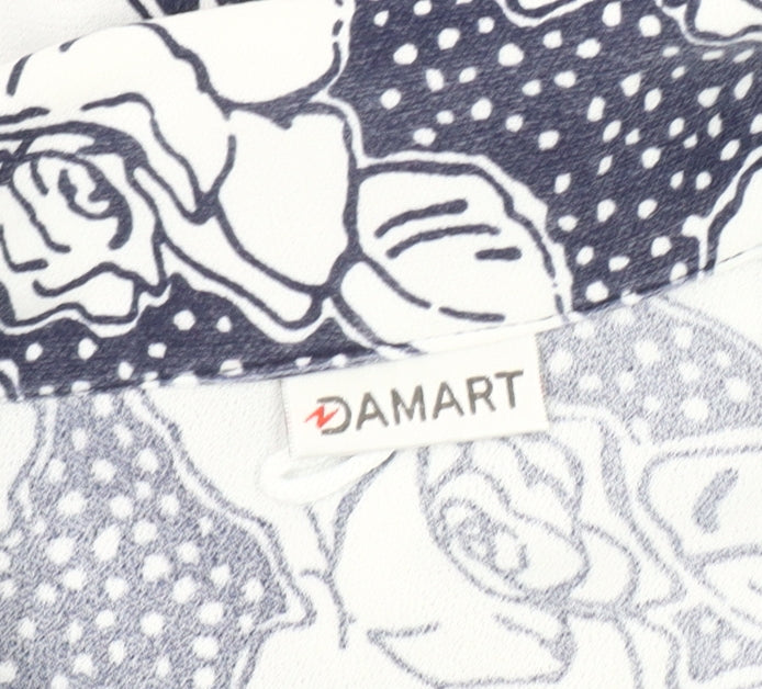 Damart Women's Blue Floral Button-Up Shirt Size 20