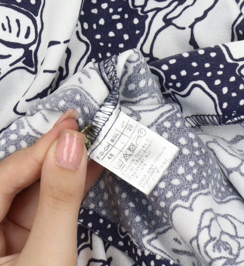 Damart Women's Blue Floral Button-Up Shirt Size 20