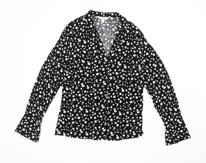 Marks and Spencer Women's Black Floral Blouse, Size 10