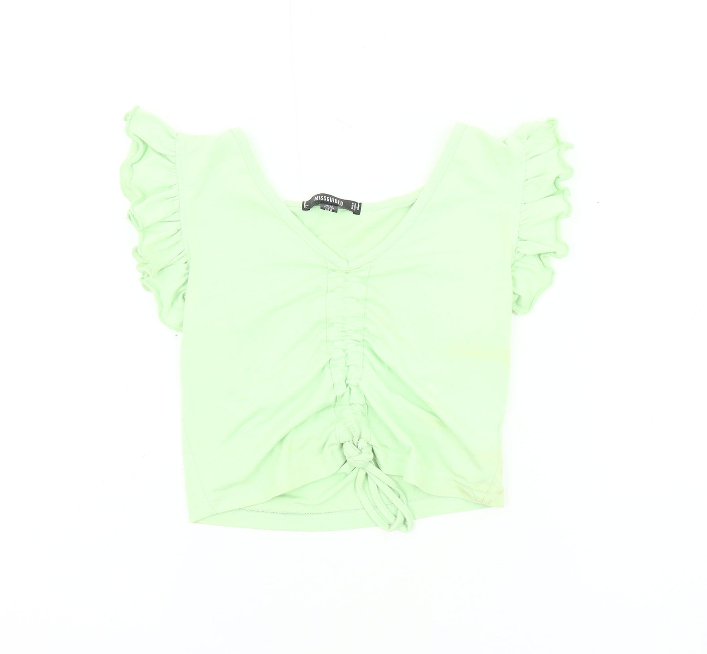 Womens UK Size 10 Missguided Green Cropped T-Shirt