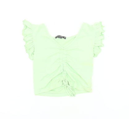 Womens UK Size 10 Missguided Green Cropped T-Shirt