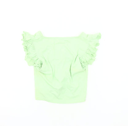 Womens UK Size 10 Missguided Green Cropped T-Shirt