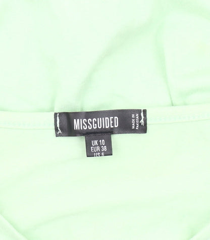 Womens UK Size 10 Missguided Green Cropped T-Shirt