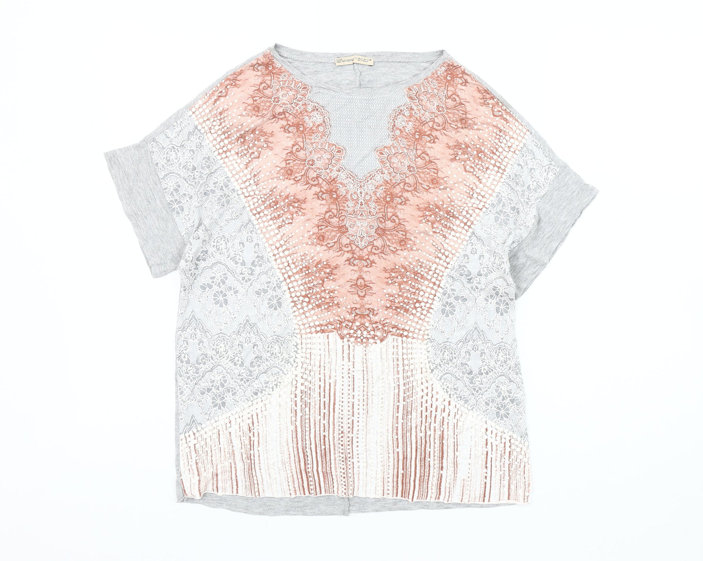 Womens UK Size 12 Zara Multicoloured Basic T-Shirt