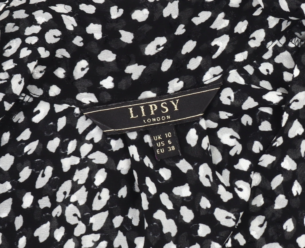 Womens UK Size 10 Lipsy Black Basic Blouse