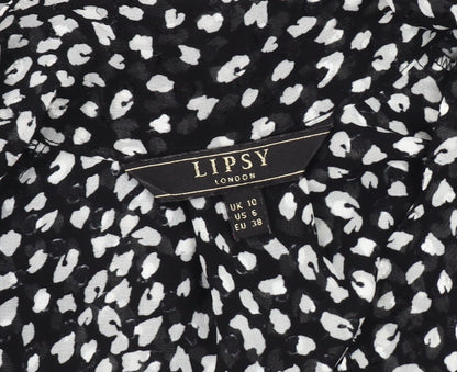 Womens UK Size 10 Lipsy Black Basic Blouse