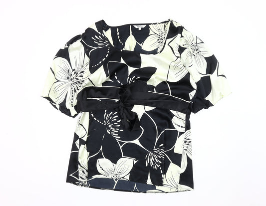 M&Co Women's Black Floral Blouse Size 20