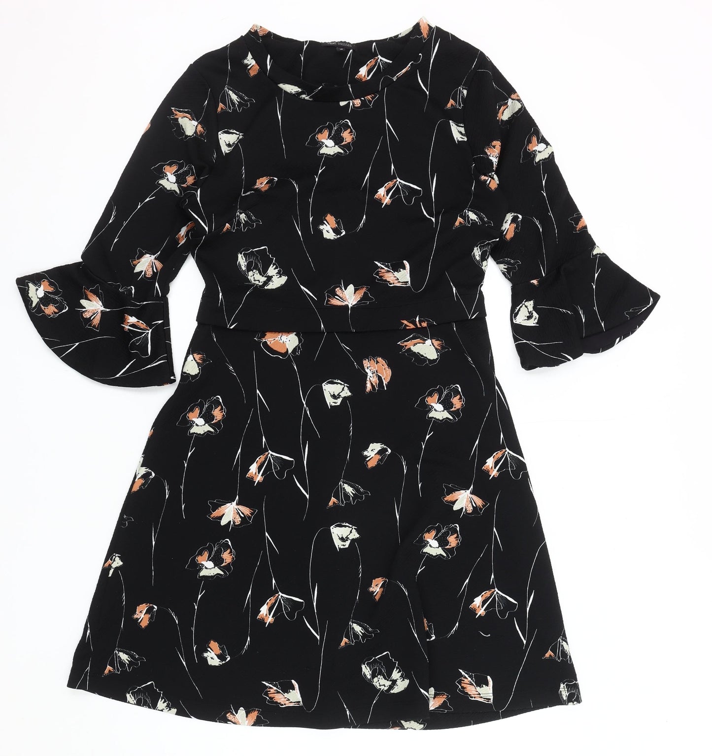 Next Women's Black Floral Dress, Size 10