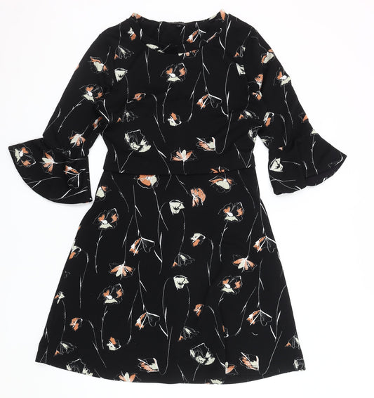 Next Women's Black Floral Dress, Size 10