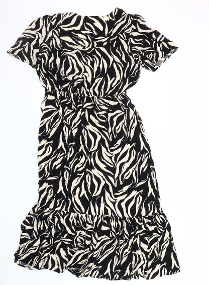 New Look Women's Black Zebra Print Dress Size 12