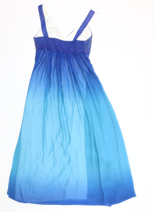 Little Mistress Women's Blue Beaded Maxi Dress, Size 12