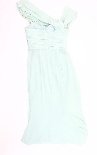 Jarlo Green Women's Long Dress, Ruffle Accents