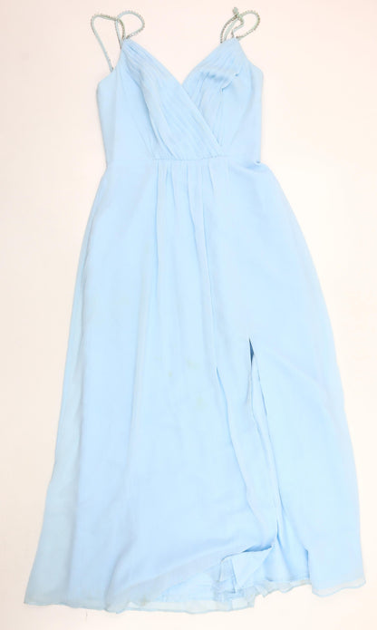 David's Bridal Women's Blue Long Chiffon Wedding Dress