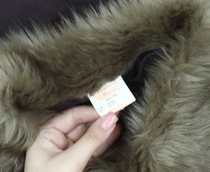 Newville Brown Women's Fur Trim Overcoat Size 12