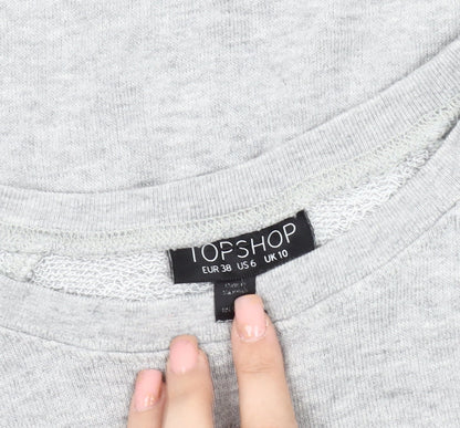 Topshop Women's Grey Bicycle Graphic Pullover Sweatshirt Size 10