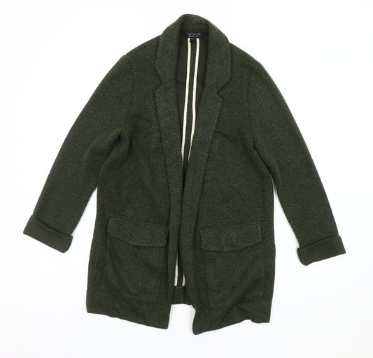 Topshop Women's Green Blazer, Size 8, Herringbone Pattern