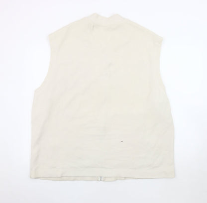 ASOS Design Men's Beige Waistcoat, 2XL, Full Zip Cotton