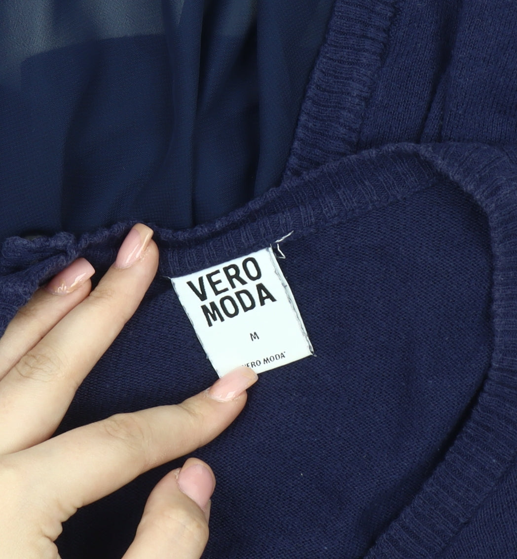 Womens UK Size M VERO MODA Blue Cardigan Jumper
