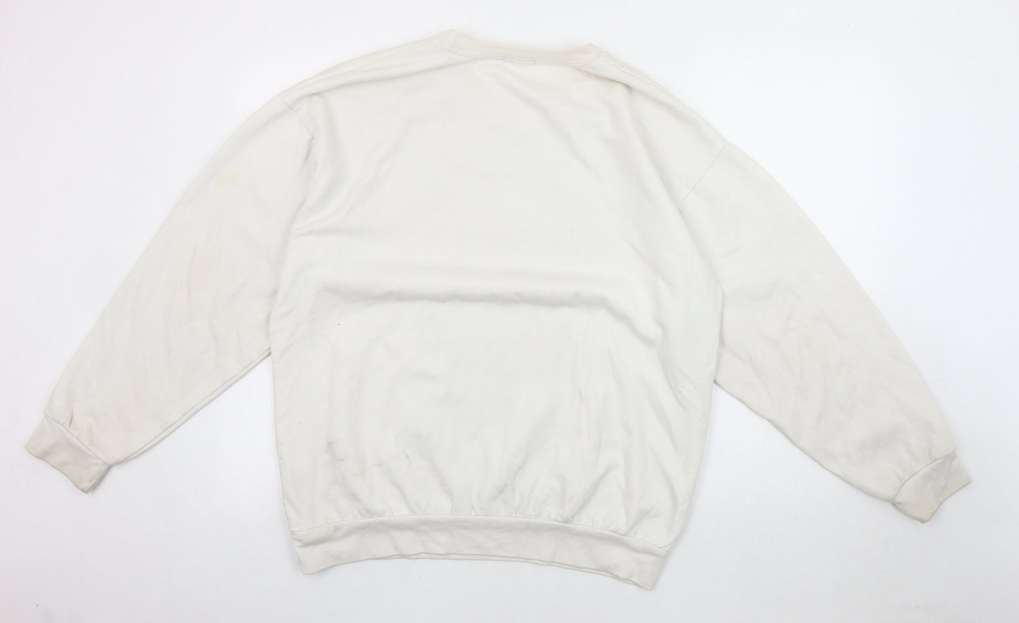 MISSPAP Women's White Pullover Sweatshirt, L, Graphic, Casual