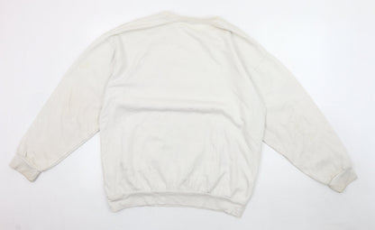 MISSPAP Women's White Pullover Sweatshirt, L, Graphic, Casual