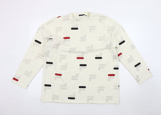 Fila Unisex Ivory Logo Sweatshirt, Size M, Casual Style