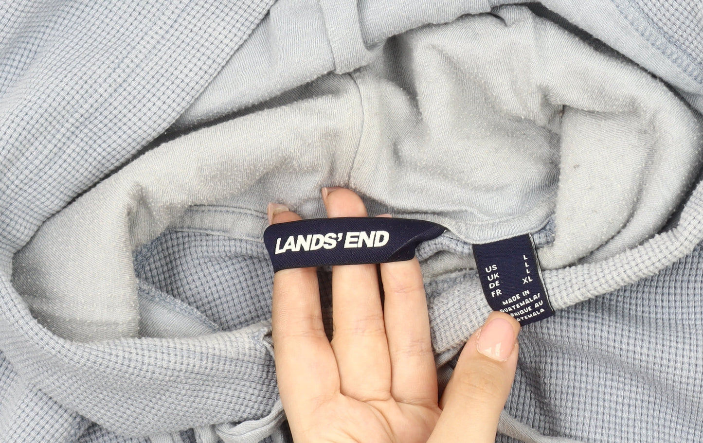 Mens UK Size L Lands' End Blue Pullover Hoodie