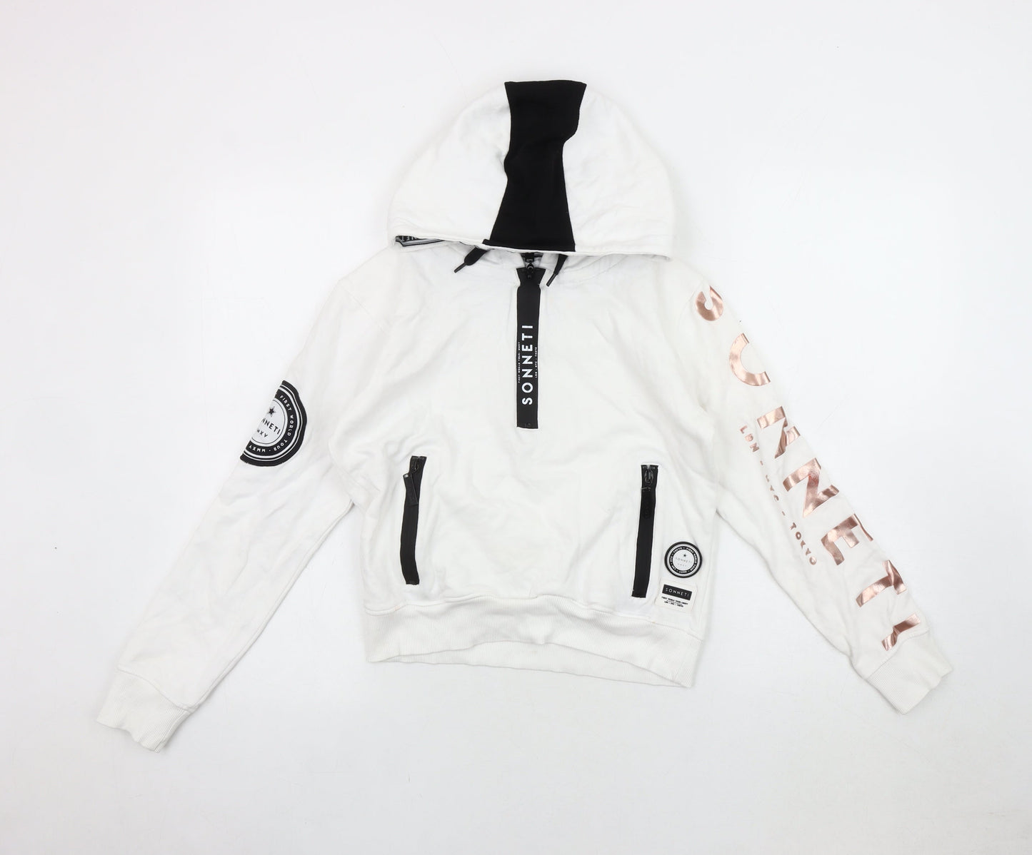 Sonneti Girls White Hoodie 12-13 Years with Zip Pockets