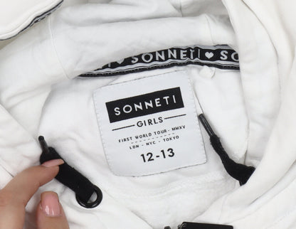 Sonneti Girls White Hoodie 12-13 Years with Zip Pockets