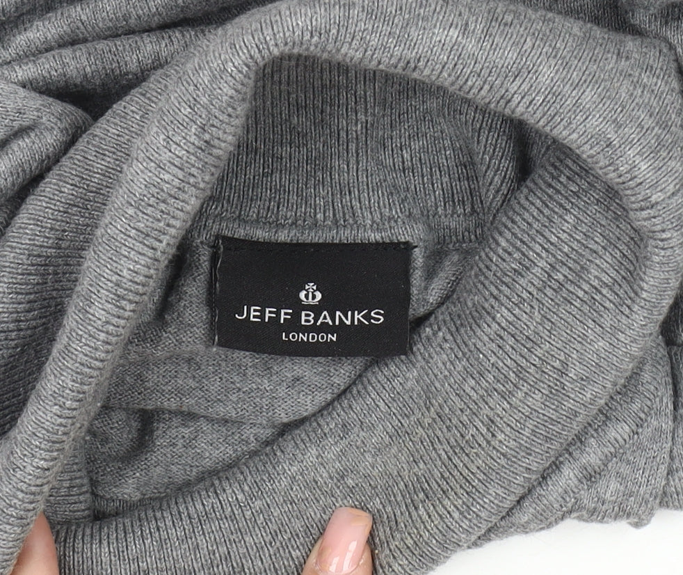 Jeff Banks Men's Grey Roll Neck Jumper Size M