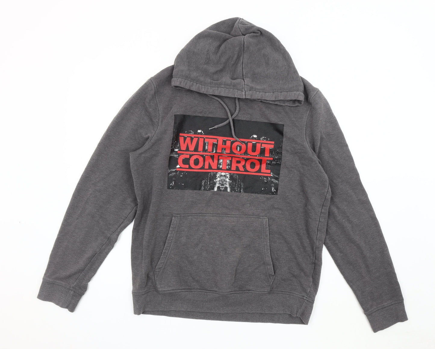Clockhouse Men's Grey Graphic Hoodie Size L