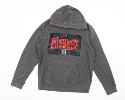 Clockhouse Men's Grey Graphic Hoodie Size L