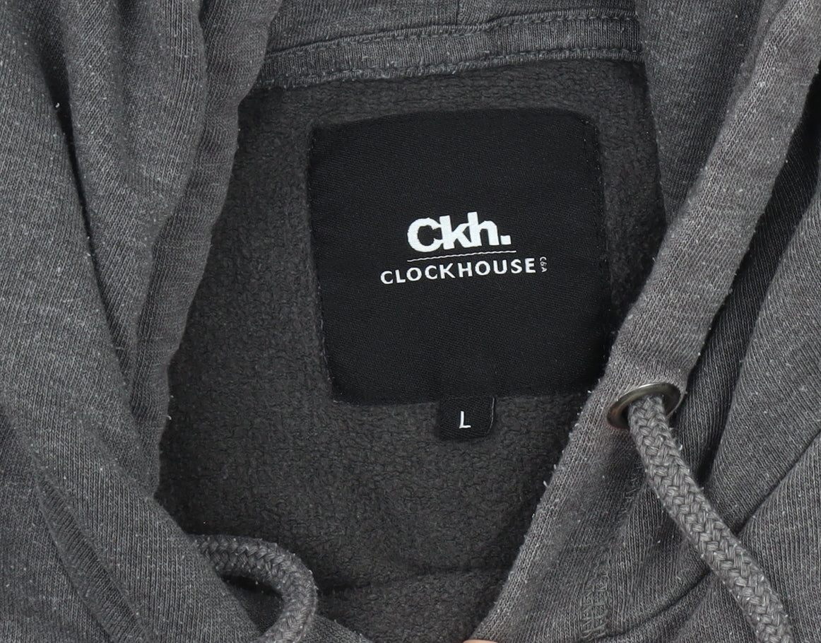 Clockhouse Men's Grey Graphic Hoodie Size L