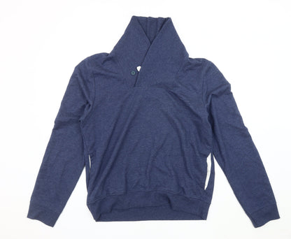 Topman Men's Blue Henley Sweatshirt, Size L