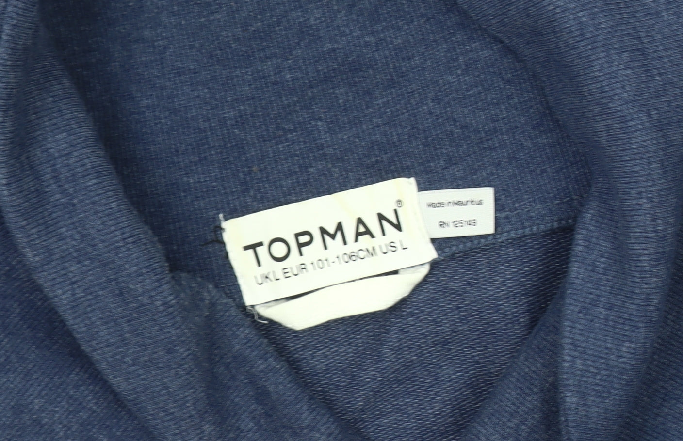 Topman Men's Blue Henley Sweatshirt, Size L