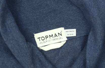 Topman Men's Blue Henley Sweatshirt, Size L