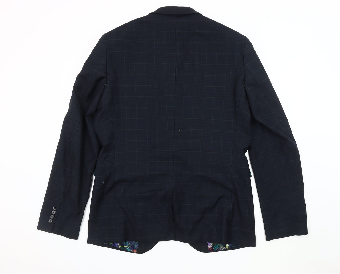 Next Men's Blue Slim Fit Check Blazer 42L