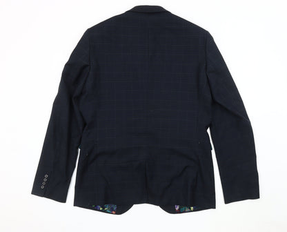Next Men's Blue Slim Fit Check Blazer 42L
