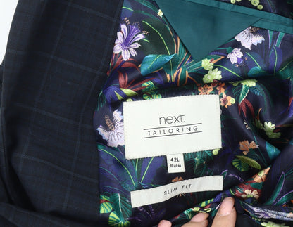 Next Men's Blue Slim Fit Check Blazer 42L