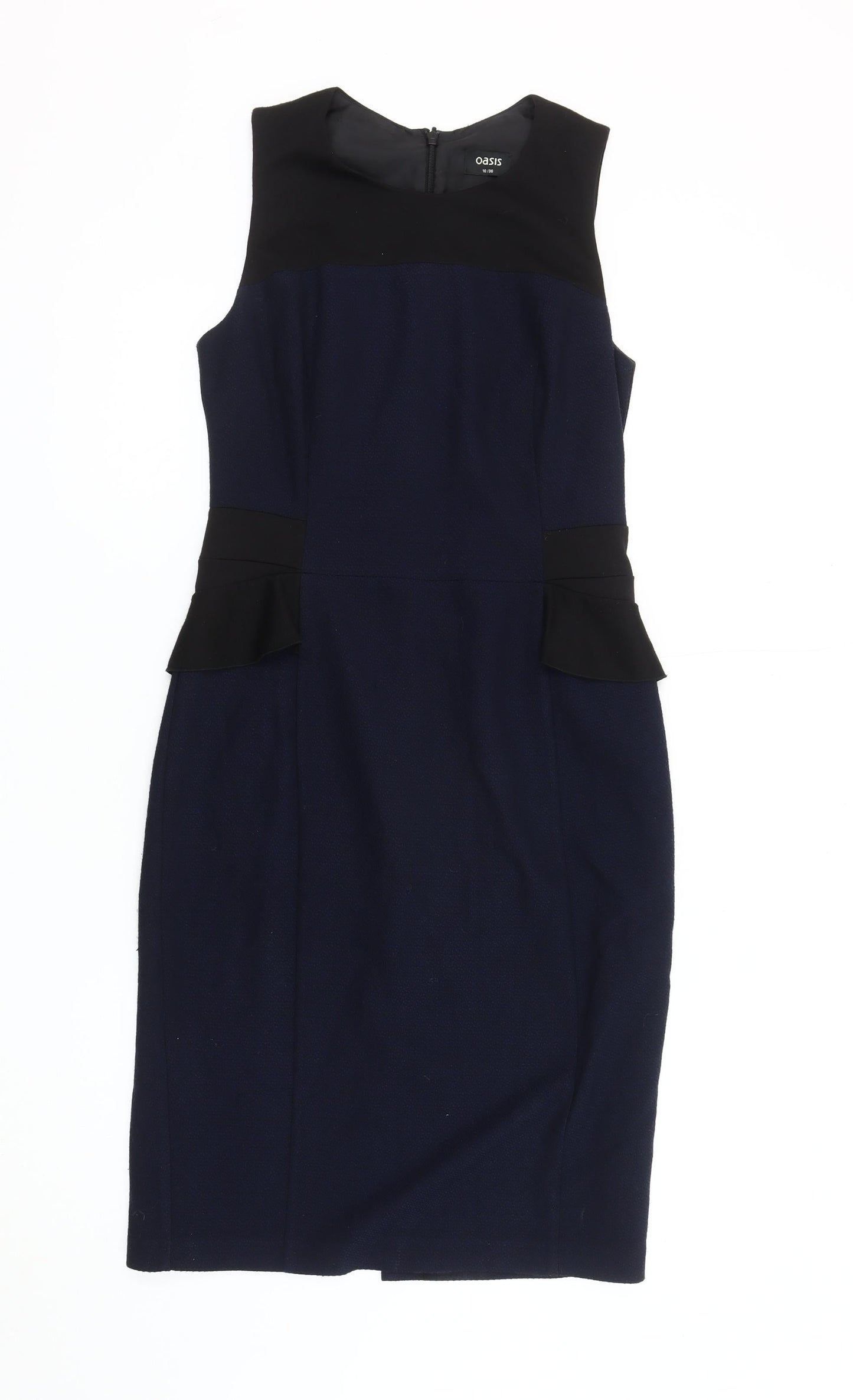 Oasis Women's Size 10 Black Blue Peplum Dress