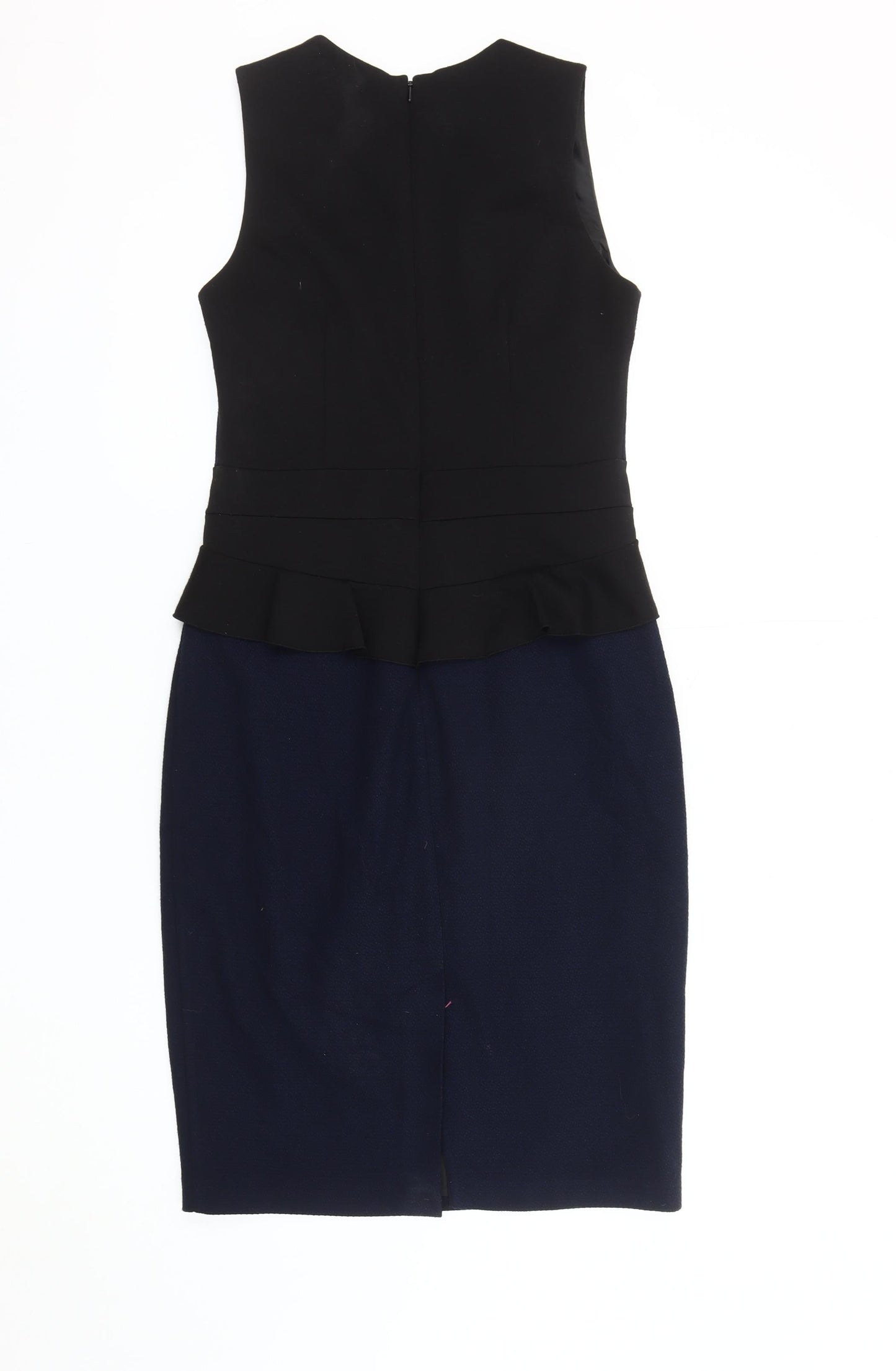 Oasis Women's Size 10 Black Blue Peplum Dress