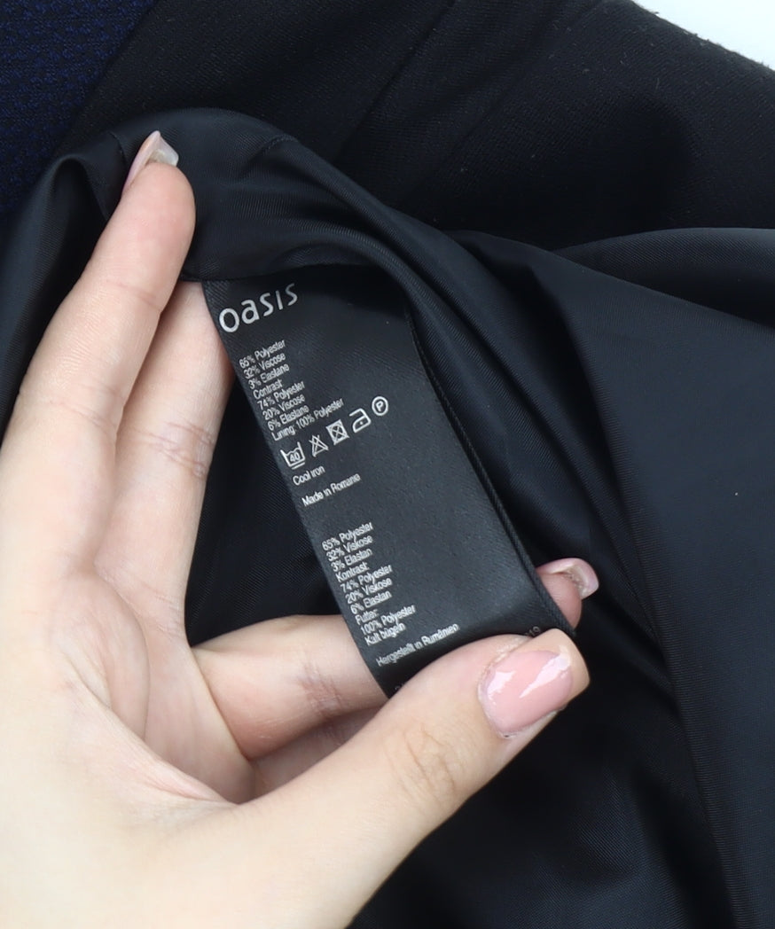 Oasis Women's Size 10 Black Blue Peplum Dress