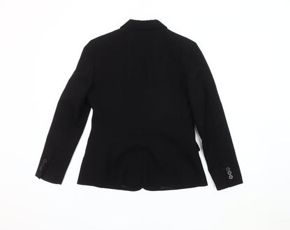 Topshop Women Black Blazer UK 6 Single-Breasted