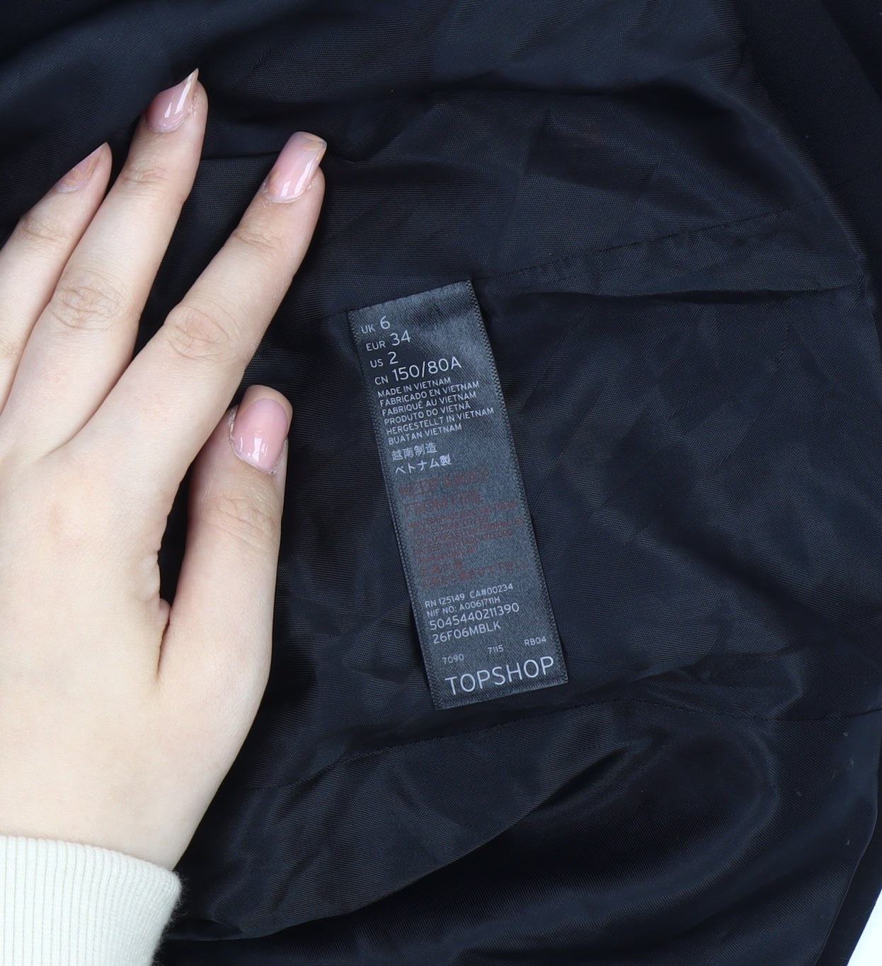 Topshop Women Black Blazer UK 6 Single-Breasted