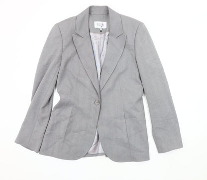 Next Women's Grey Single-Breasted Blazer Size 10