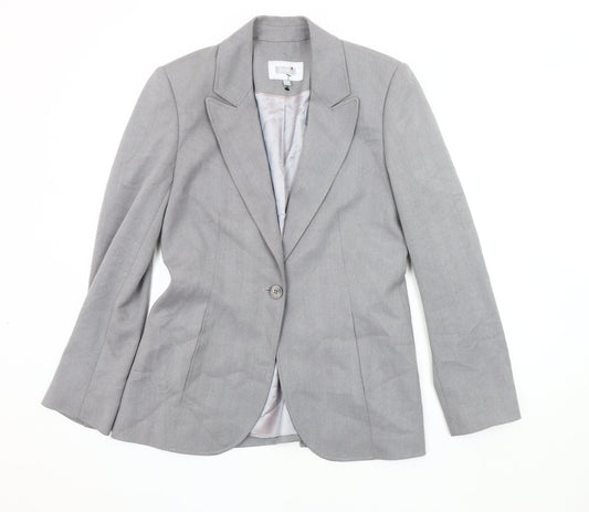 Next Women's Grey Single-Breasted Blazer Size 10